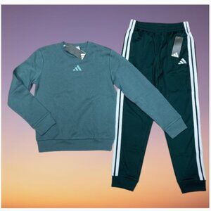 adidas Youth Set Boy's Sweater PANTS Tracksuit 2pc Green Size 10/12 - 14/16 New